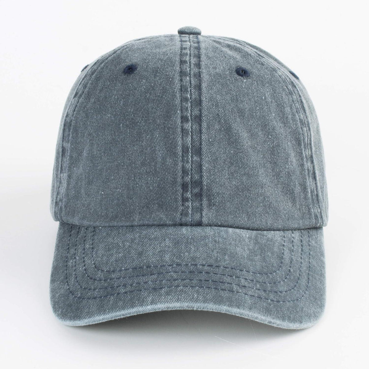Baumwoll Baseball Cap Washed Denim Blaugrau Verstellbar