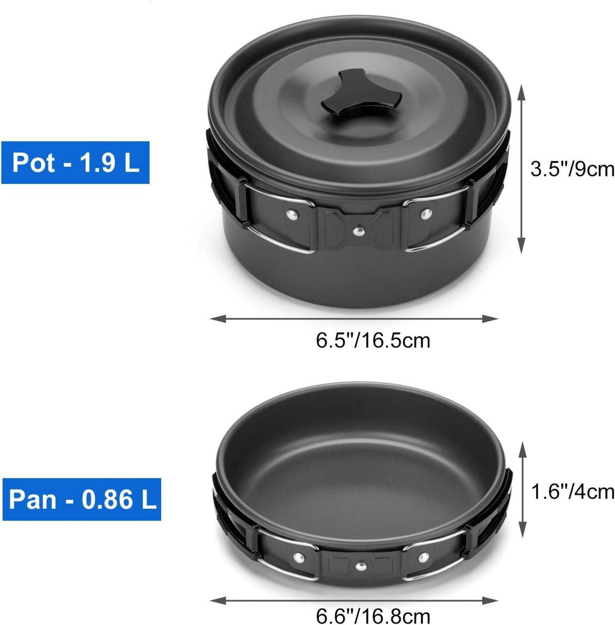Outdoor Camping Geschirr Set 10-teilig Aluminium Antihaft Topf Pfanne