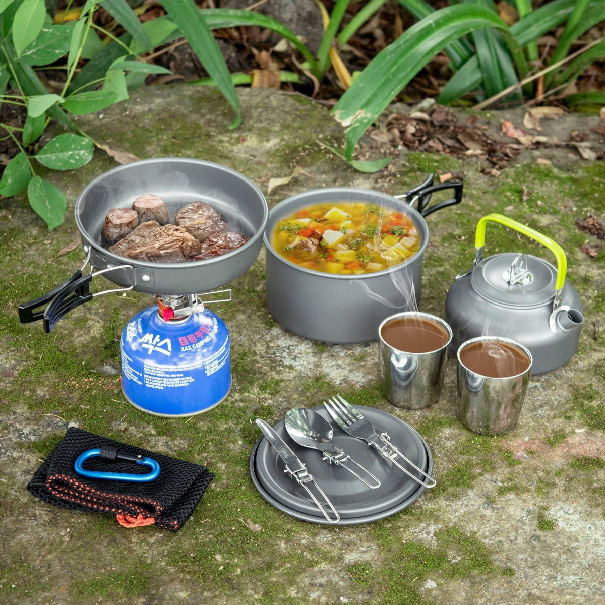 Outdoor Kochgeschirr-Set 10-teilig Aluminium Camping-Geschirr-Wandern