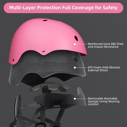 KORIMEFA Kinder Fahrradhelm Skaterhelm verstellbar für 3-13
