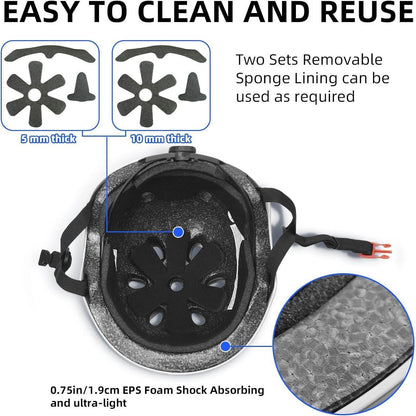 KORIMEFA Kinder Fahrradhelm Skaterhelm verstellbar für 3-13