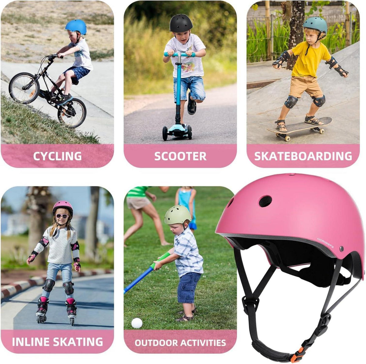 KORIMEFA Kinder Fahrradhelm Skaterhelm verstellbar für 3-13