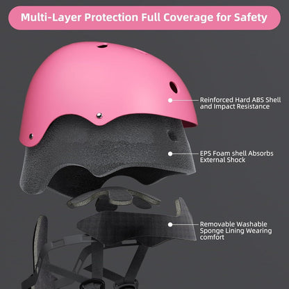 Kinder Fahrradhelm verstellbar CE-zertifiziert 3-13 Jahre Pink