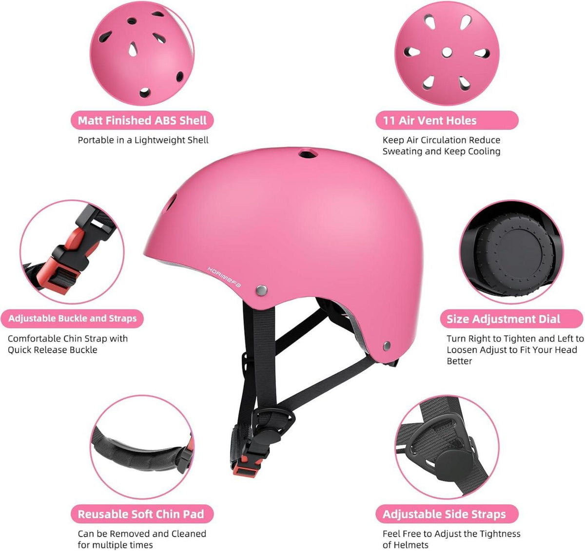 Kinder Fahrradhelm Skaterhelm Verstellbar 3-13 Jahre CE-Zertifizierung Pink