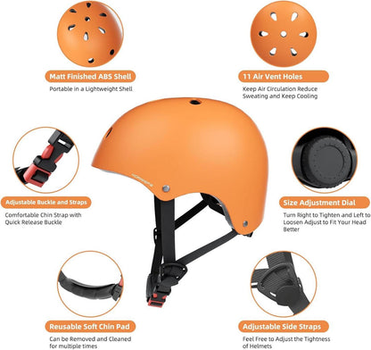 Kinder Fahrradhelm verstellbar Skaterhelm CE-zertifiziert Orange
