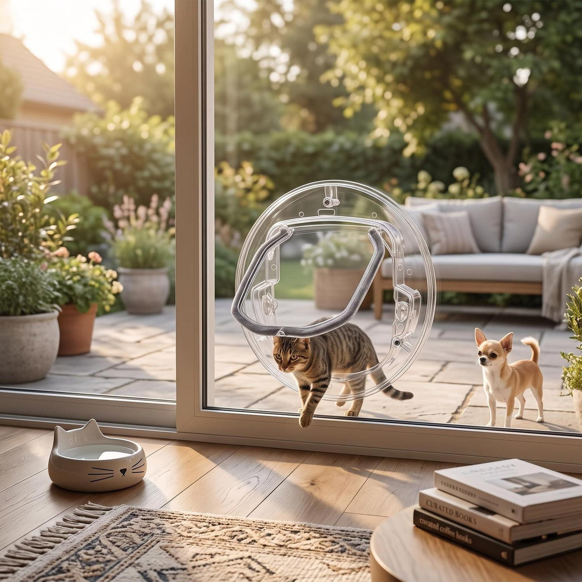 Katzenklappe 4 Wege Verriegelung transparent für Glas & Türen