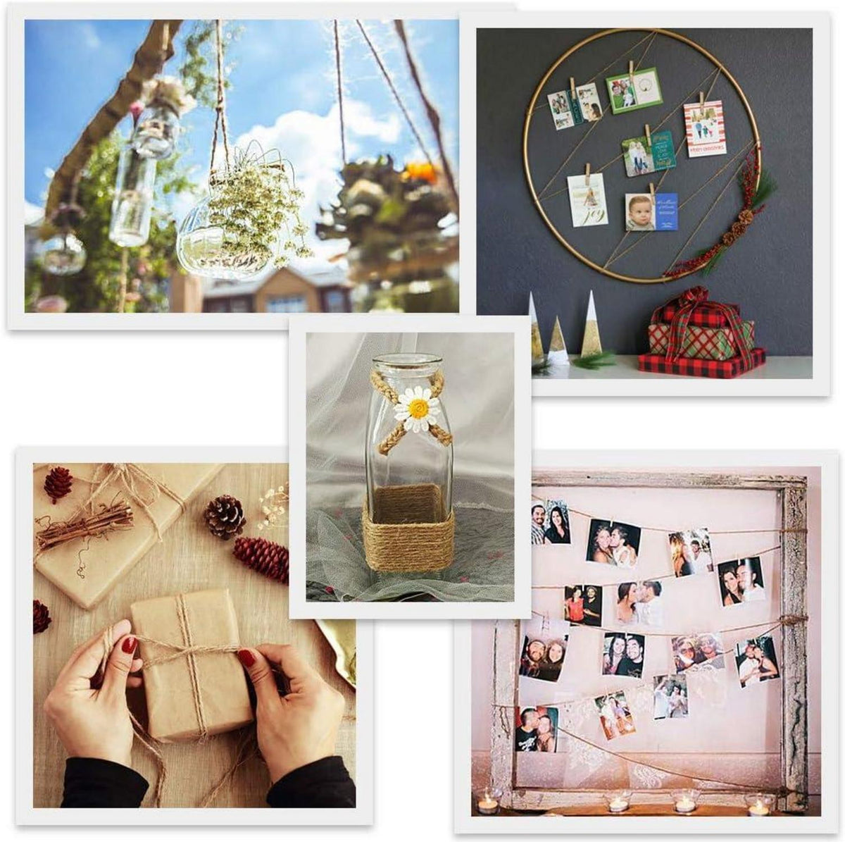 Fotoseil Jute 3m mit Clips und Nägeln für Wanddekoration DIY
