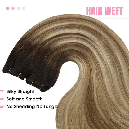 Dunkelbraune Echthaar-Haarverlängerung 35cm Balayage