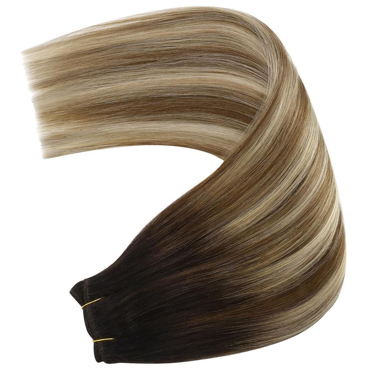 Dunkelbraune Echthaar-Haarverlängerung 35cm Balayage