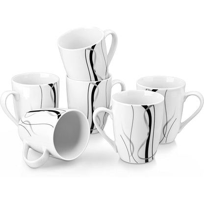 VEWEET Porzellan Kaffeebecher Set Fiona 6-teilig 350ml