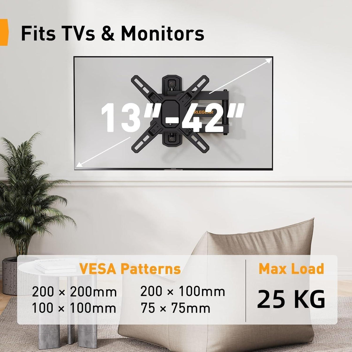 TV Wandhalterung Schwenkbar Neigbar für 10-40 Zoll Flach Curved