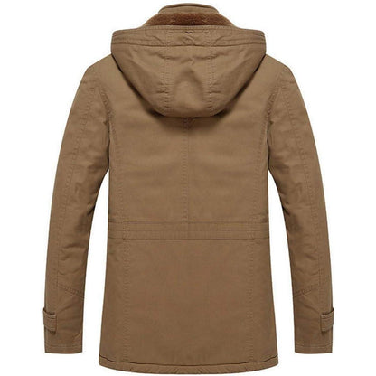 Herren Winterjacke Warm Gefüttert Militärstil Khaki XL