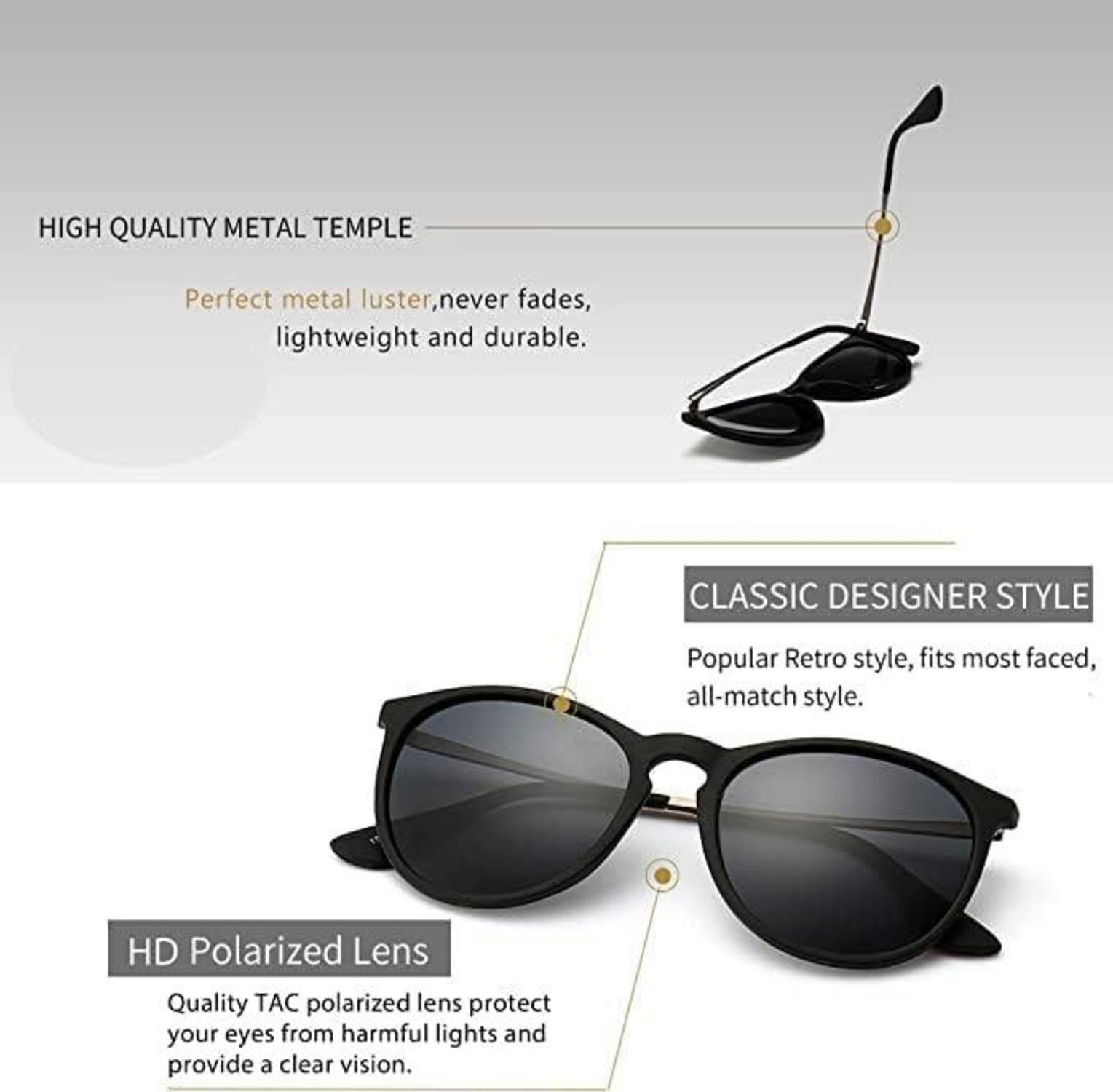 Polarisierte Retro Damen Sonnenbrille UV400 Schutz Federleicht