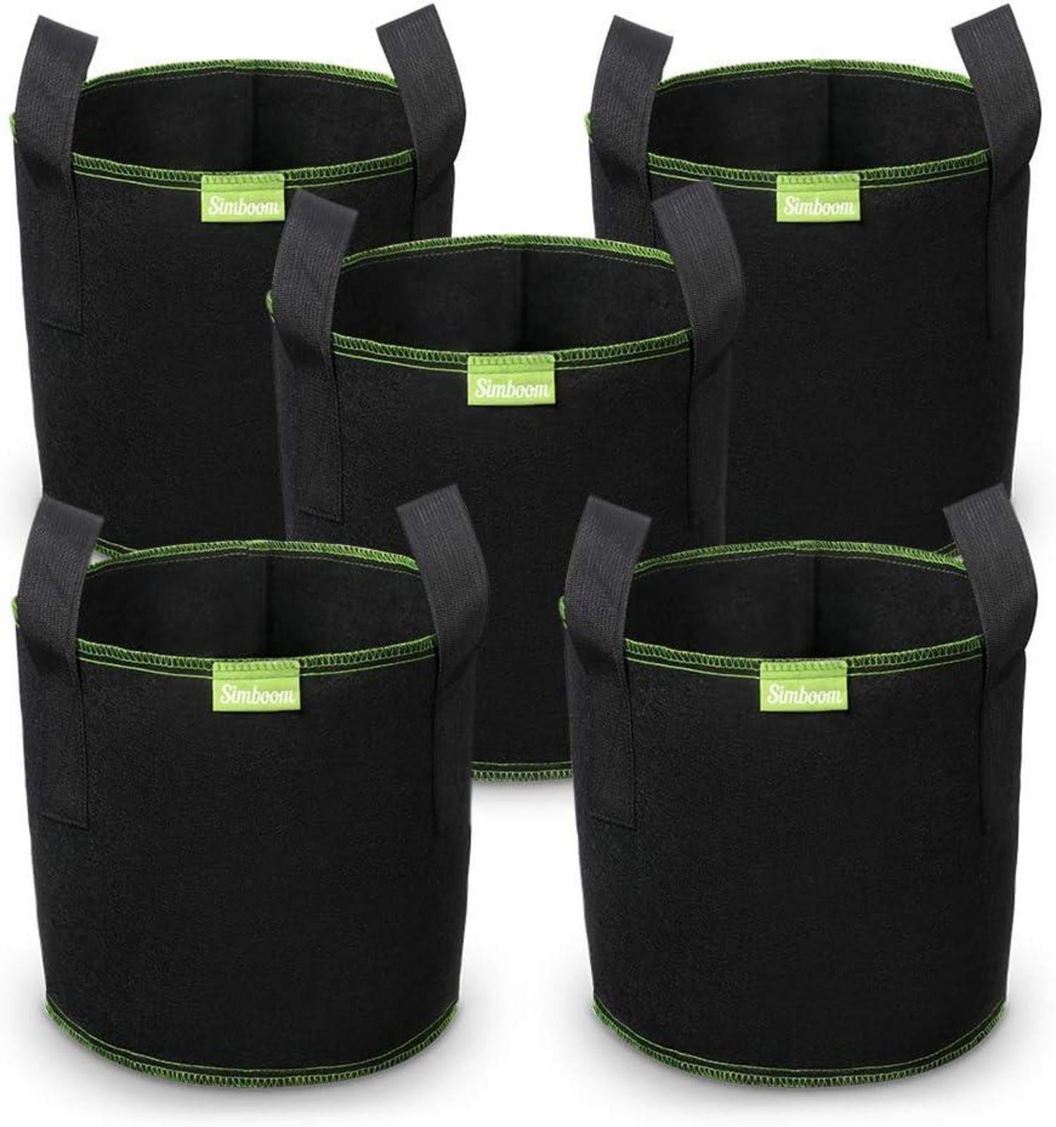 Pflanzsack Vliesstoff Griffe Tomaten Blumen 5er Pack Schwarz 5