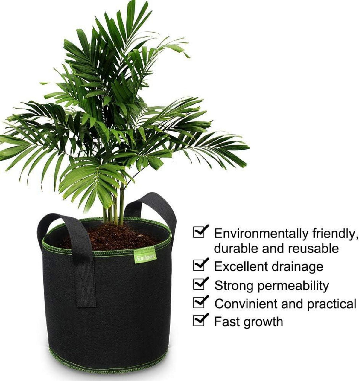 5er Pack Pflanztasche Vliesstoff 7 Gallonen