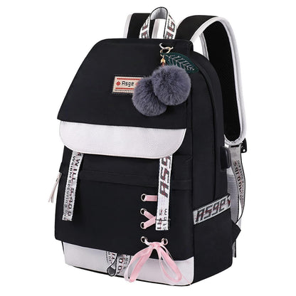 Schulrucksack Mädchen Ergonomisch Schwarz Wasserdicht
