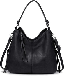 Handtasche Damen Schwarz Lederimitat Designer Umhängetasche Hobo mit
