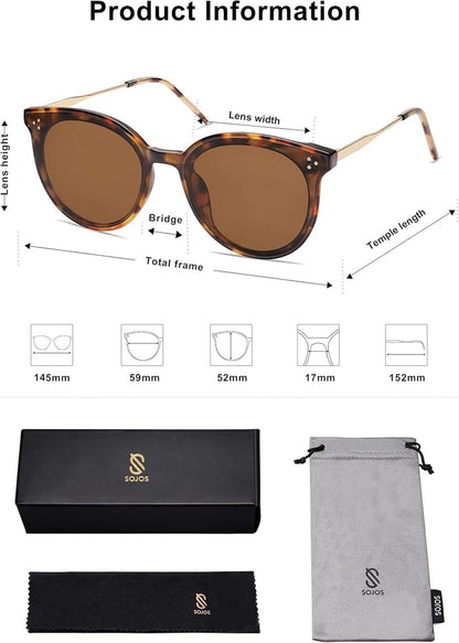 Retro Vintage Sonnenbrille Damen Runde Cateye Übergroß UV 400 Federscharnier