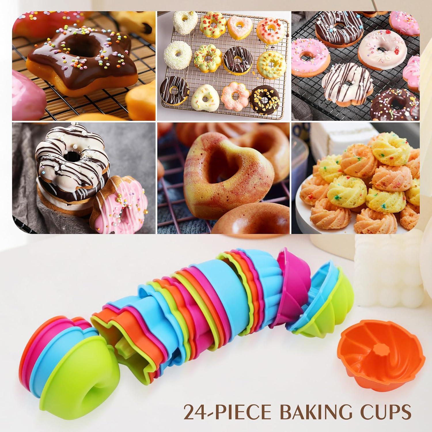 To encounter 24Pack Silicone Donut Baking Cups Nonstick Pan Muffin Mold Jello Bagel