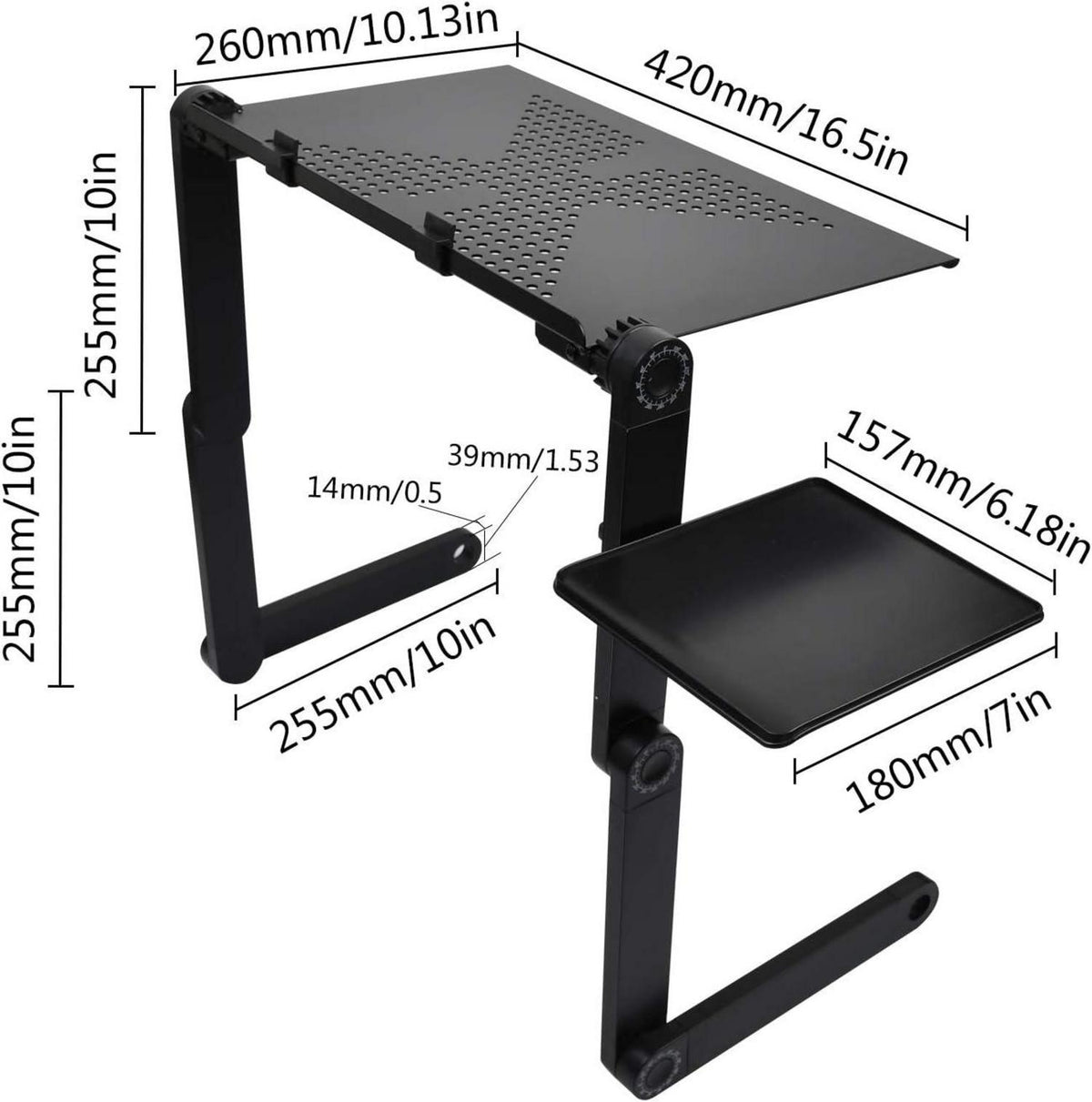 Höhenverstellbarer Laptopständer mit Mausablage, Schwarz