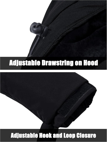 Herren Winter Skijacke Fleece Gefüttert Softshelljacke Schwarz S