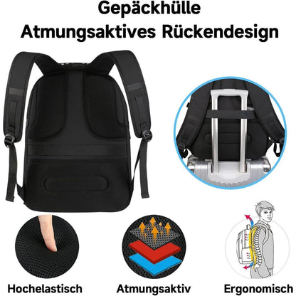 Großer Laptop Rucksack Herren 55L, 18.4 Zoll, Schwarz