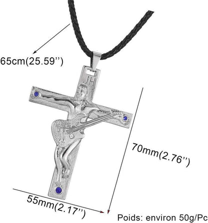 Johnny Hallyday Kreuz Halskette Silber/Gold/Schwarz Edelstahl Fan