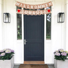 Willkommen Zuhause Banner ecoe Herzlich willkommen Girlande Braun White 19 Wimpeln 3M Jute Seil 2