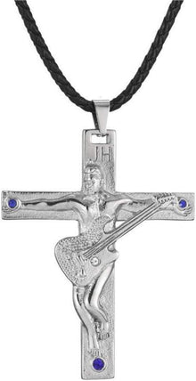 Johnny Hallyday Gitarrenkreuz Halskette Edelstahl Anhänger Fan