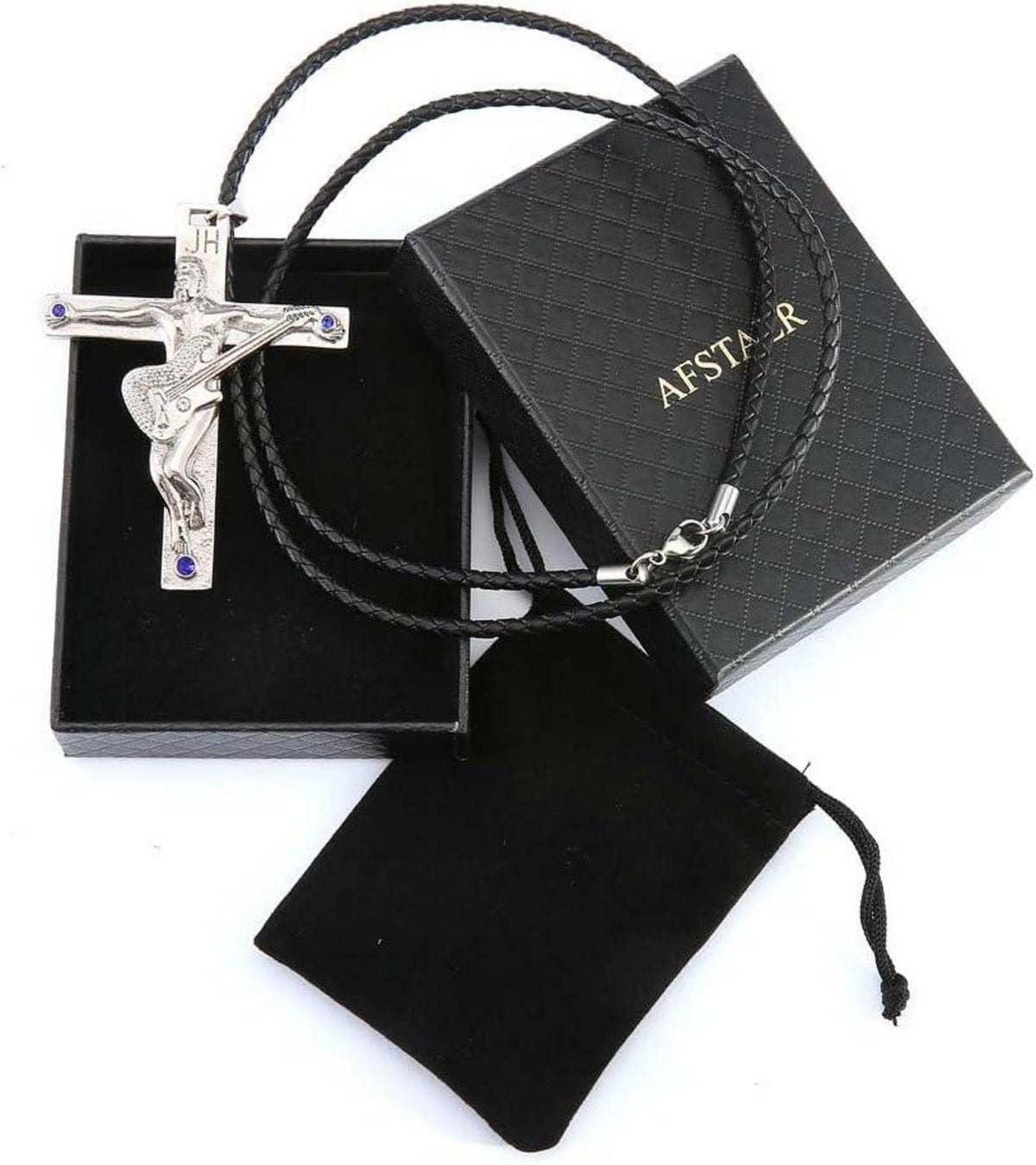 AFSTALR Johnny Hallyday Edelstahl Gitarrenkreuz Halskette Silber Gold Schwarz