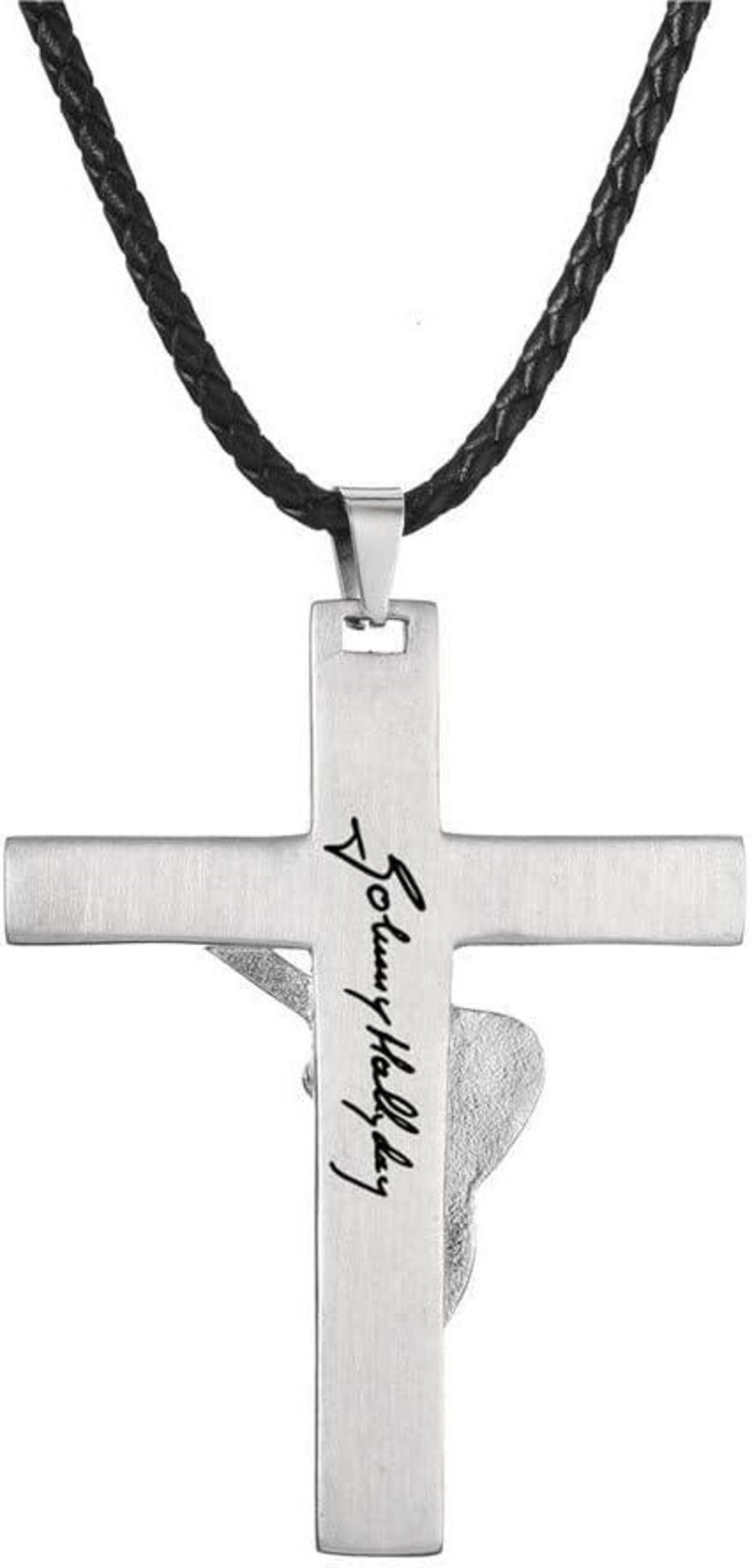 Johnny Hallyday Gitarrenkreuz Halskette Silber/Gold/Schwarz