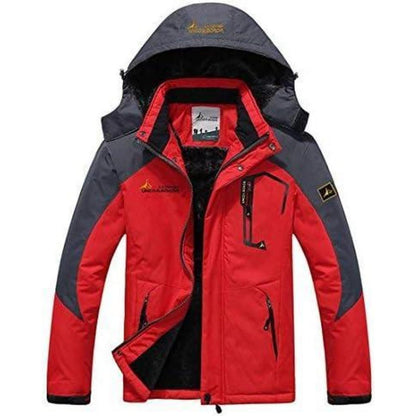 Herren Winter Skijacke Fleece Gefüttert Wasserdicht Rot