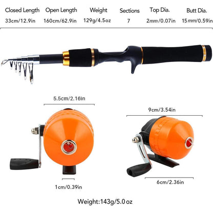 Teleskop-Angelrute für Kinder mit Spincast Reel Combo