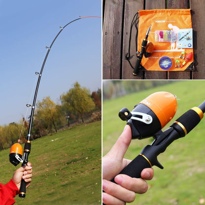 Kinder Angelrute Teleskop Spincast Combo Kit Orange