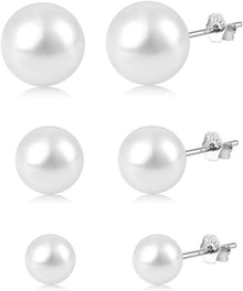 Perlen Ohrstecker 925 Silber Damen Weiß Süßwasserperlen 6mm/8mm/10mm