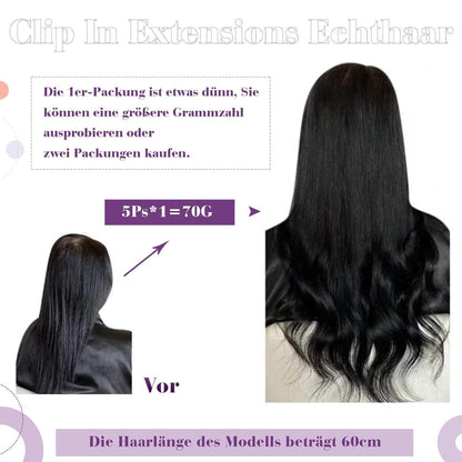 Dunkelbraune Clip-In Haarverlängerung Echthaar 45cm
