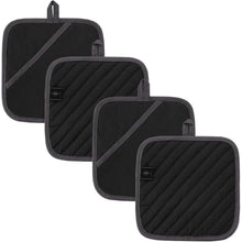 Topflappen Set 4er-Pack Schwarz 20x20cm Baumwolle