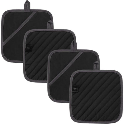 Topflappen Set 4er-Pack Schwarz 20x20cm Baumwolle