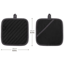 Topflappen Set 4er-Pack Schwarz 20x20cm Baumwolle