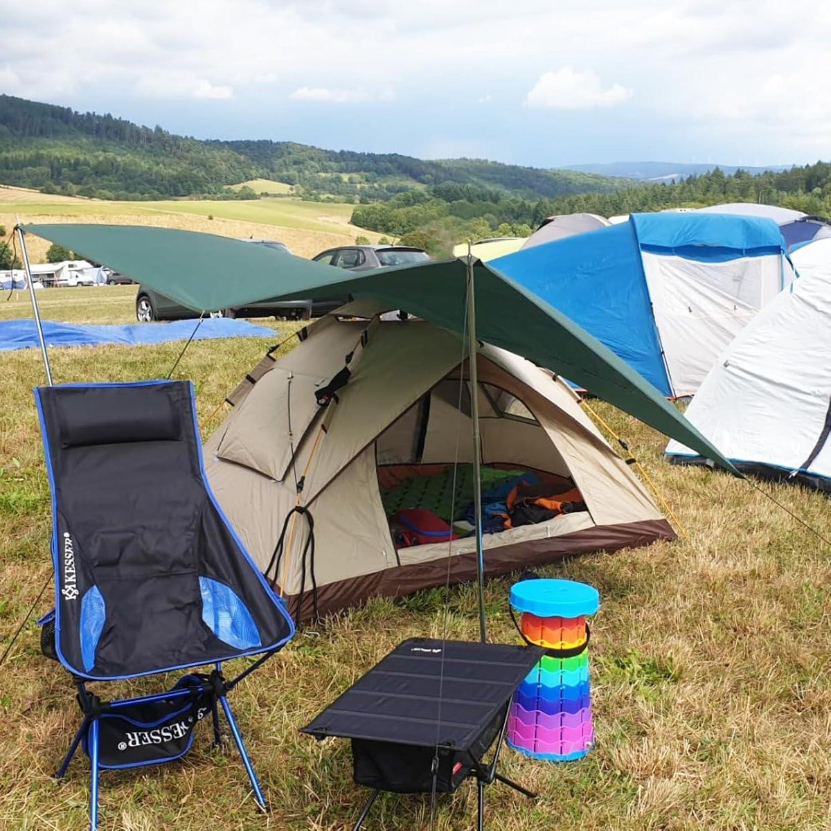 Wasserdichte Zeltplane Tarp für Hängematte Picknickdecke Camping Strand 2.4x2.2m