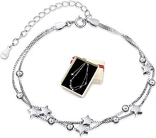 Elegantes Damen Armband mit Sternen Perlen Silber 925 Armkettchen