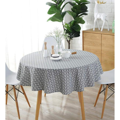 Runde Baumwoll-Leinen Tischdecke 120cm Grau