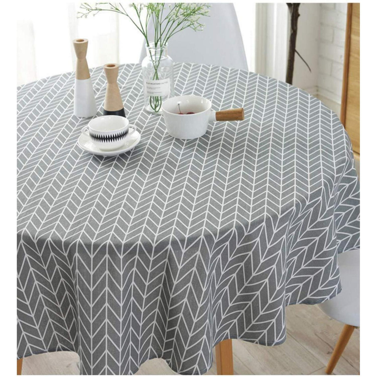 Runde Baumwoll-Leinen Tischdecke 120cm Grau