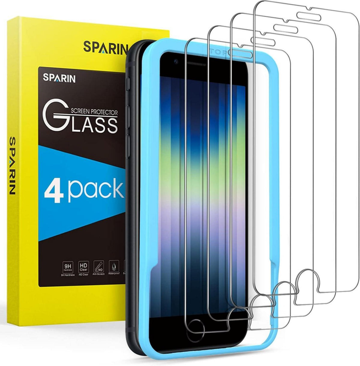 Schutzfolie für iPhone SE 2022/2020/8/7/6/6S, 4er Pack 9H Härte