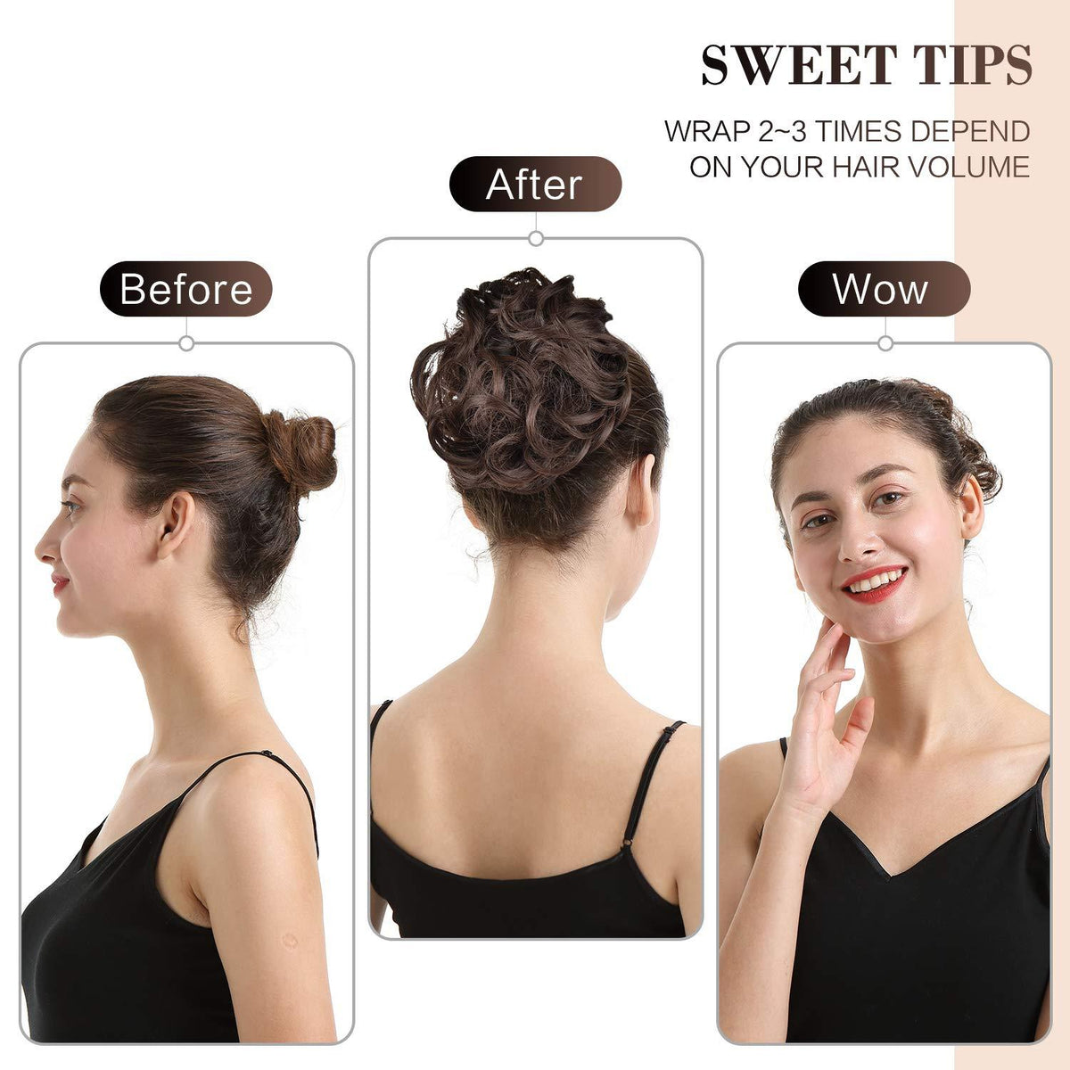 Chignon Haarteil Hochsteckfrisuren Damen Haargummi gewellt Pferdeschwanz
