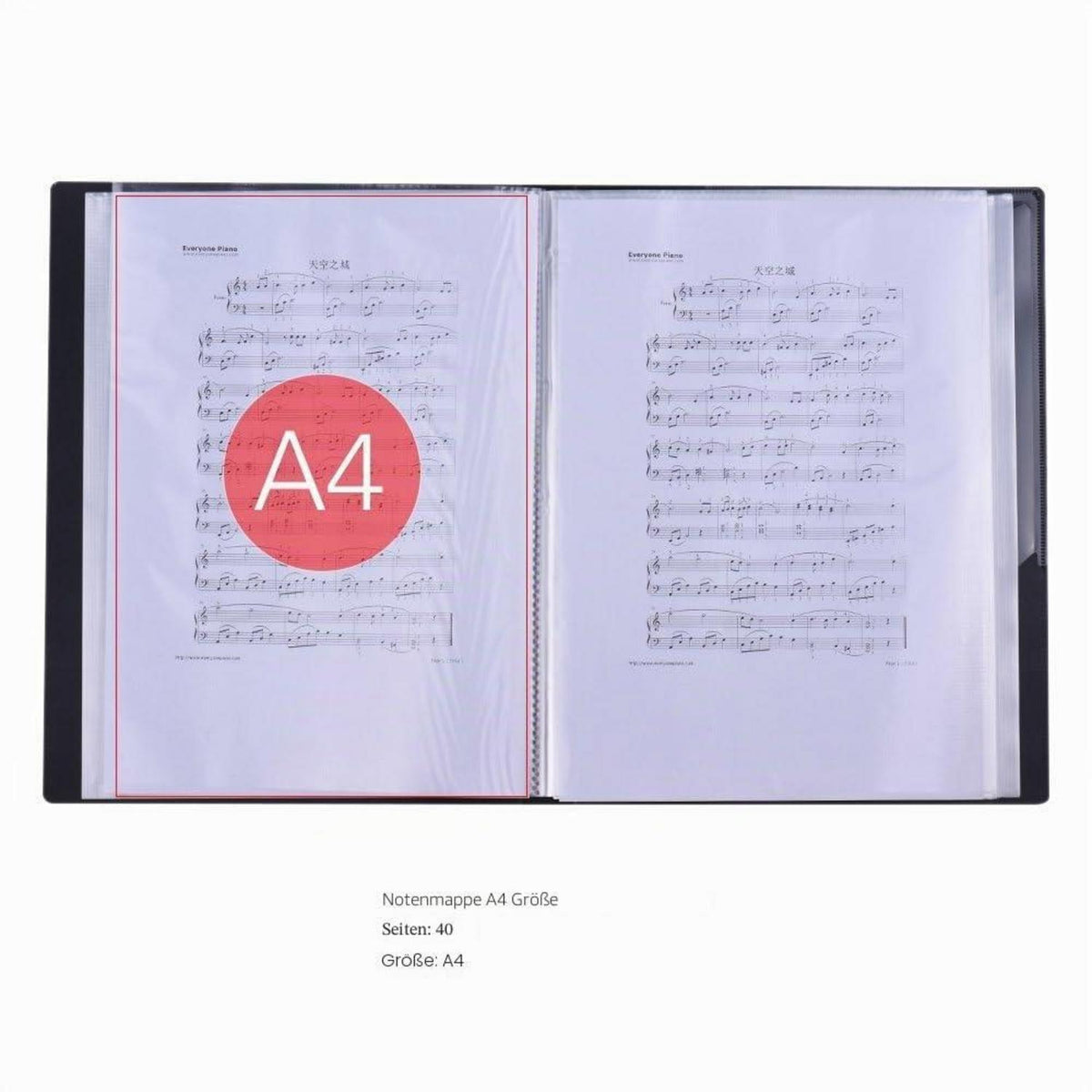 Musikordner A4 mit 40 Taschen – Notenablage Schwarz