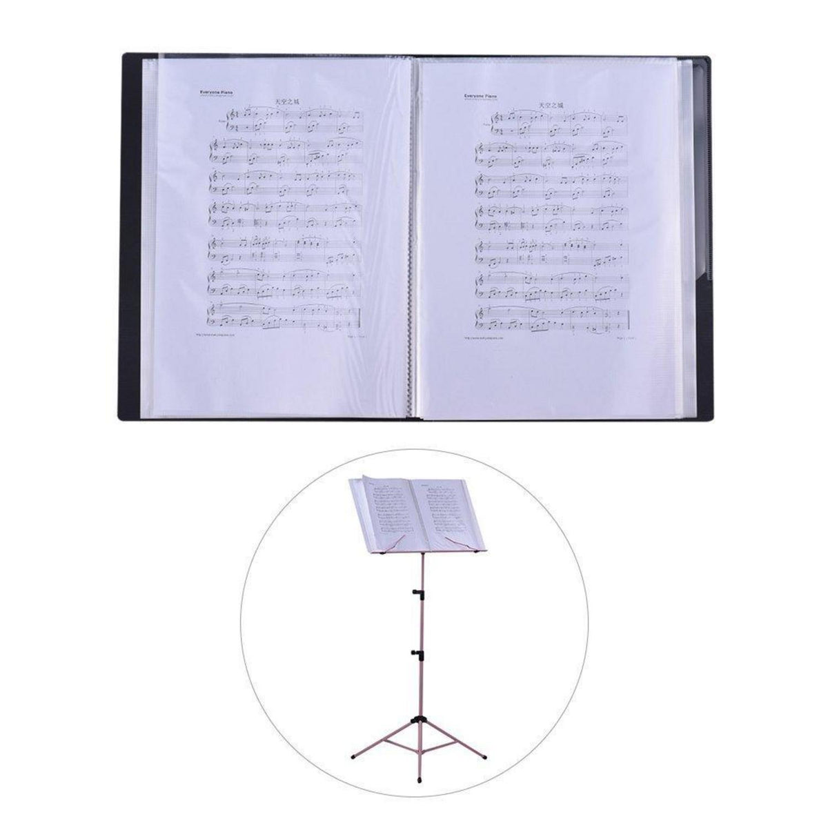 Musikordner A4 mit 40 Taschen – Notenablage Schwarz