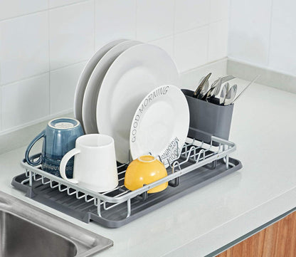 Kingrack Geschirrabtropfgestell Aluminium Besteckhalter 44 x 31 x 13,5cm