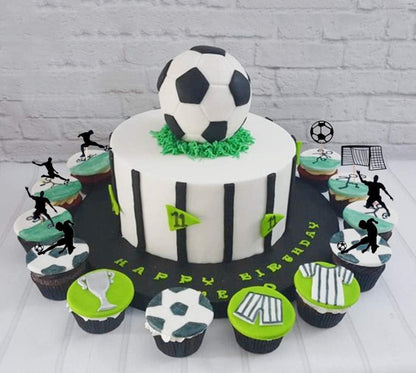 Fußball Cupcake Topper Set Glitzer Sport Kuchen Deko 24 Stück