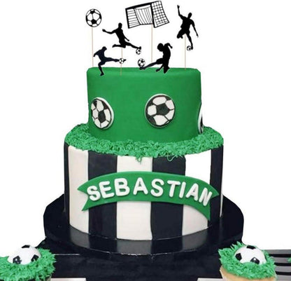 24er Set Fußball Cupcake Topper Sport Party Dekoration Glitzer Finish